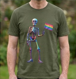 Pride Flag Skeleton Halloween Tee