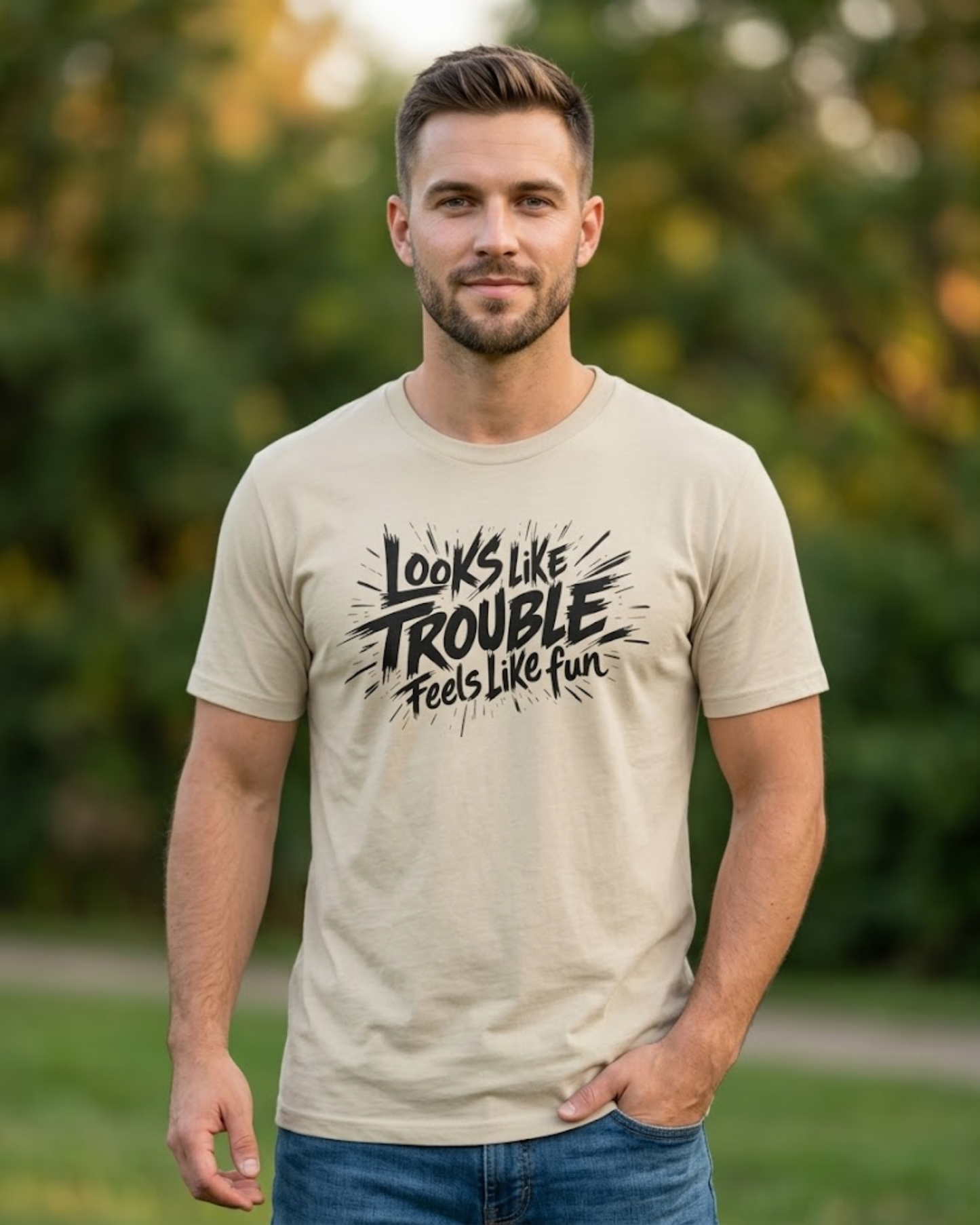 Looks Like Trouble Feels Like Fun T-Shirt | Funny Flirty Graphic Tee | LGBTQ+ Streetwear