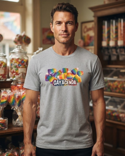 Gay Agenda Rainbow Candy Corn Tee