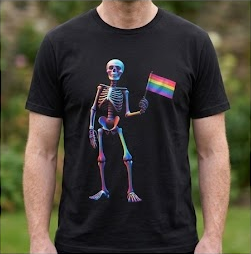 Pride Flag Skeleton Halloween Tee