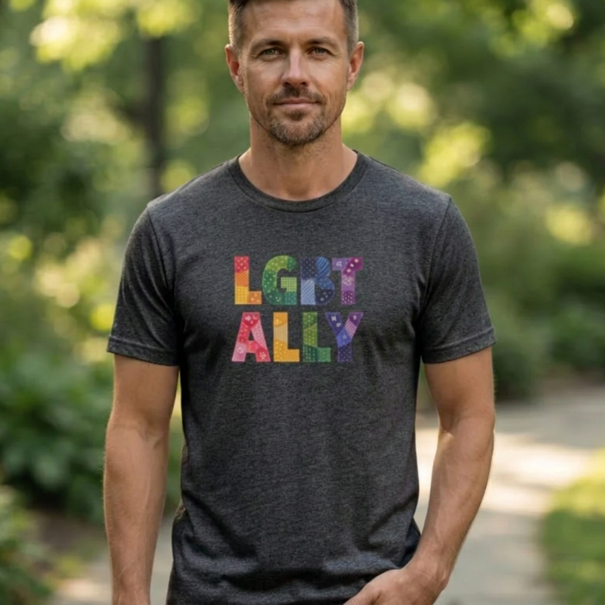 LGBT ALLY Faux Patchwork Tee
