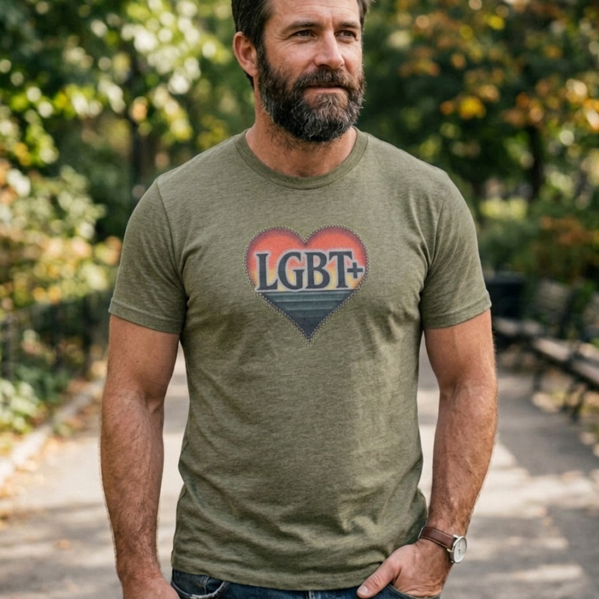 Retro Sunset Heart LGBT+ Tee
