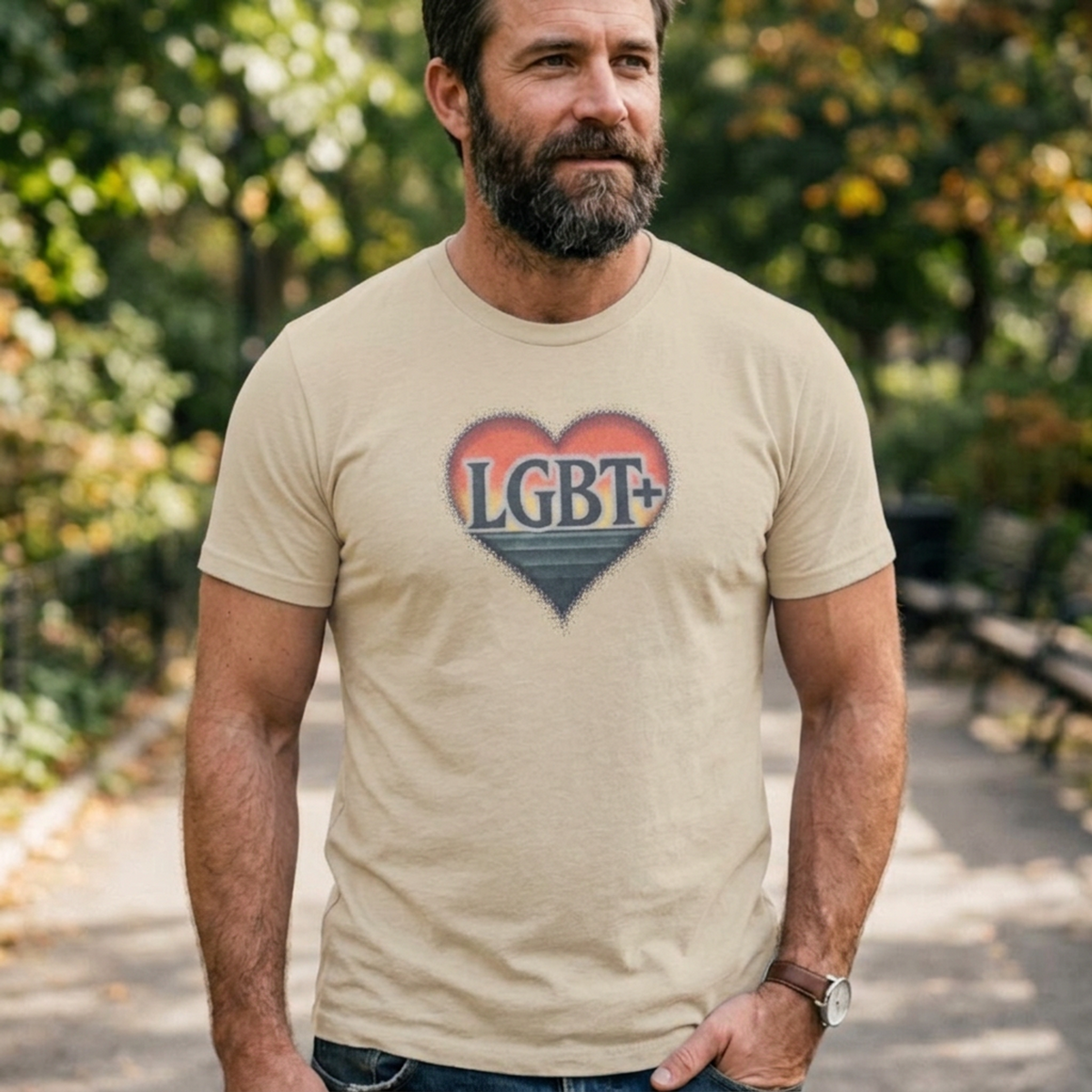 Retro Sunset Heart LGBT+ Tee
